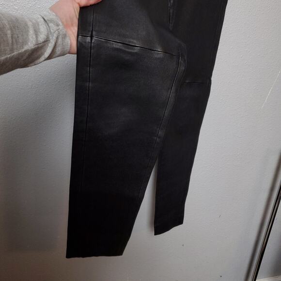 100% Lamb Leather Leader High Rise Sleek Matte Pants Sz 6 New - Picture 12 of 12